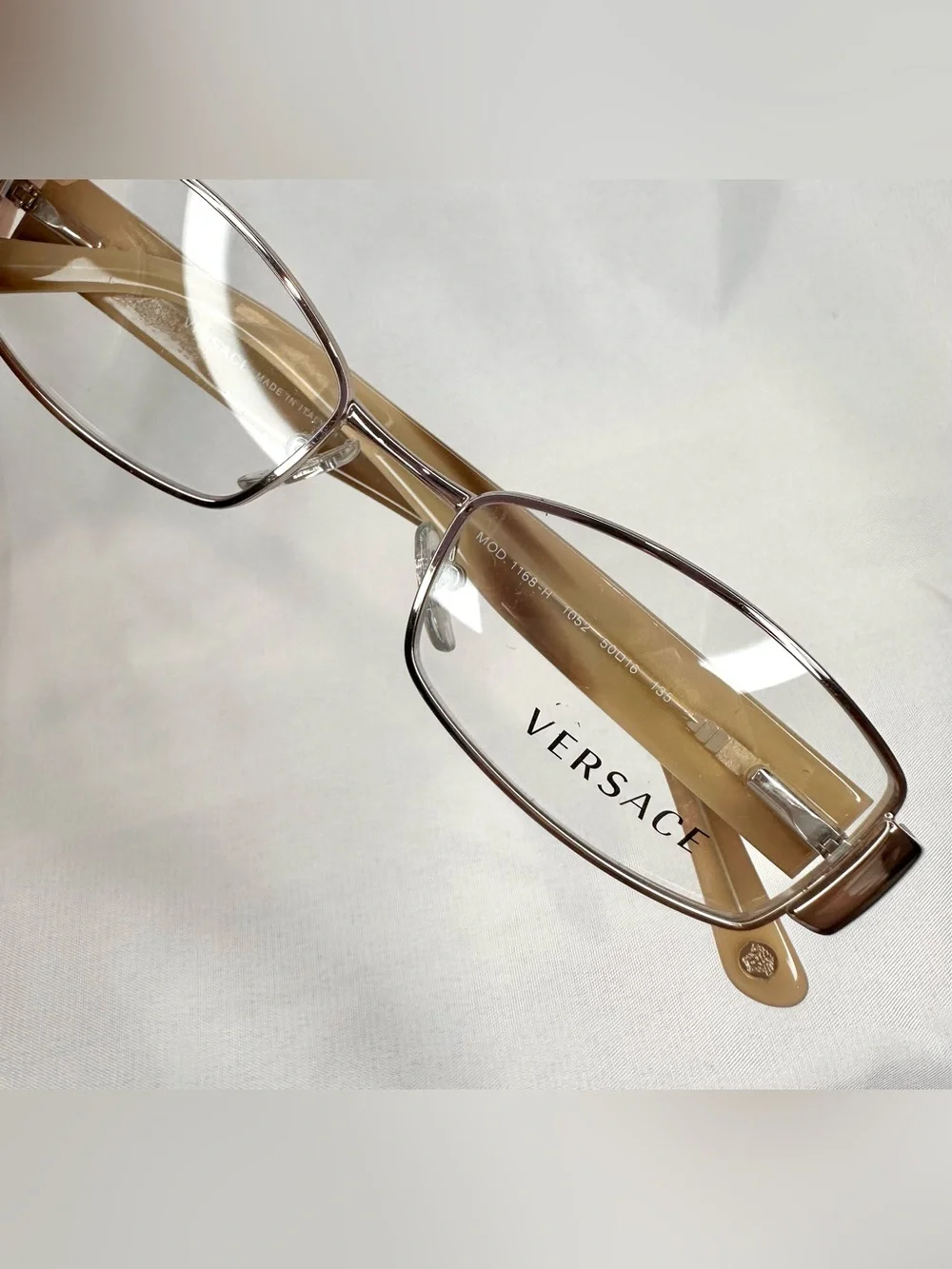 NEW! Versace Women's Metal Frame Glasses in Beige and Silver